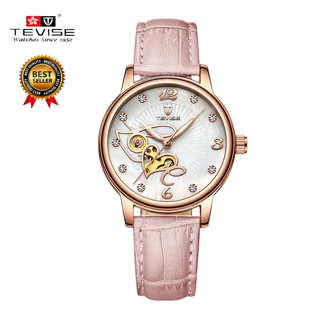 TEVISE для женщин автоматические механические часы время Moon Phase дисплей модные