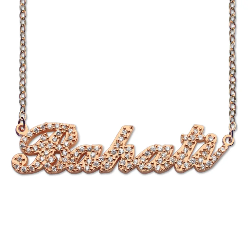 Rose Gold Plated AILIN сверкающая огранка в стиле Кэрри, ожерелье золотого цвета, персонализированное именное ожерелье, ювелирные изделия на заказ для нее - Окраска металла: Rose Gold Plated