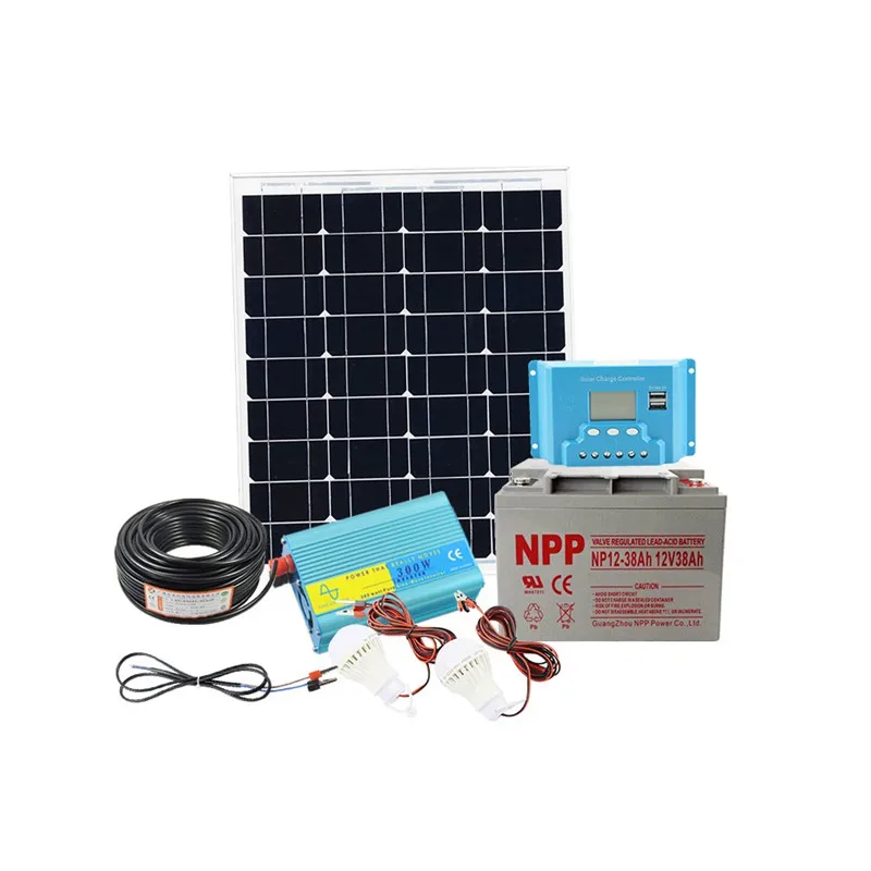 

12V 50w solar system photovoltaic kit system power station for 12V solar panel batteries charger whole solar kit set with cable