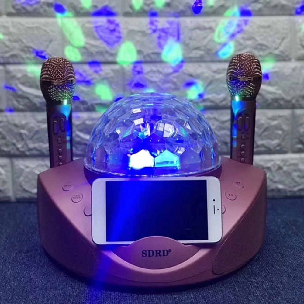 Семейные комплекты для дискотеки KTV Bluetooth караоке микрофон двойной цветные огни с