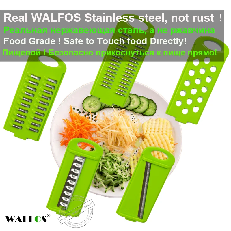 WALFOS 7 шт./компл. мульти нож для нарезки овощей-Нержавеющая сталь резки терка для овощей Кухня гаджет моркови, машина для нарезки картофеля