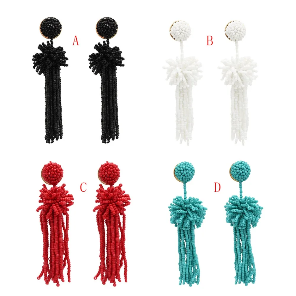 

Vintage Bohemian Acrylic Seed Beads Long Tassel Drop Earrings Fashion Handmade Drop Dangle Earrings for Women Party Jewelry 2020