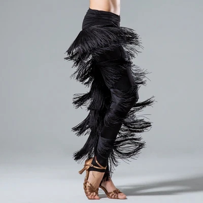 pants only Женская Современная Танцевальная юбка для взрослых штаны с бахромой для латинских танцев новые брюки с бахромой латинский бальный танец танго платье брюки - Цвет: pants only