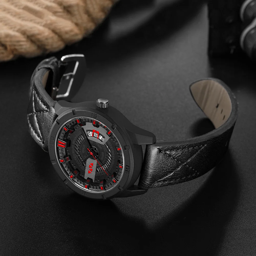 Часы мужские спортивные водонепроницаемые кожаные кварцевые|Кварцевые часы| |