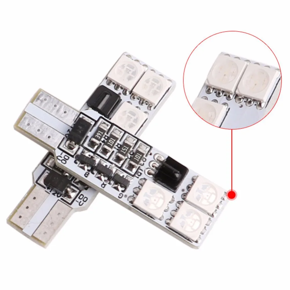 2 шт. 5050 SMD RGB T 10 светильник на танкетке лампы 6led 12led C ar для чтения боковой