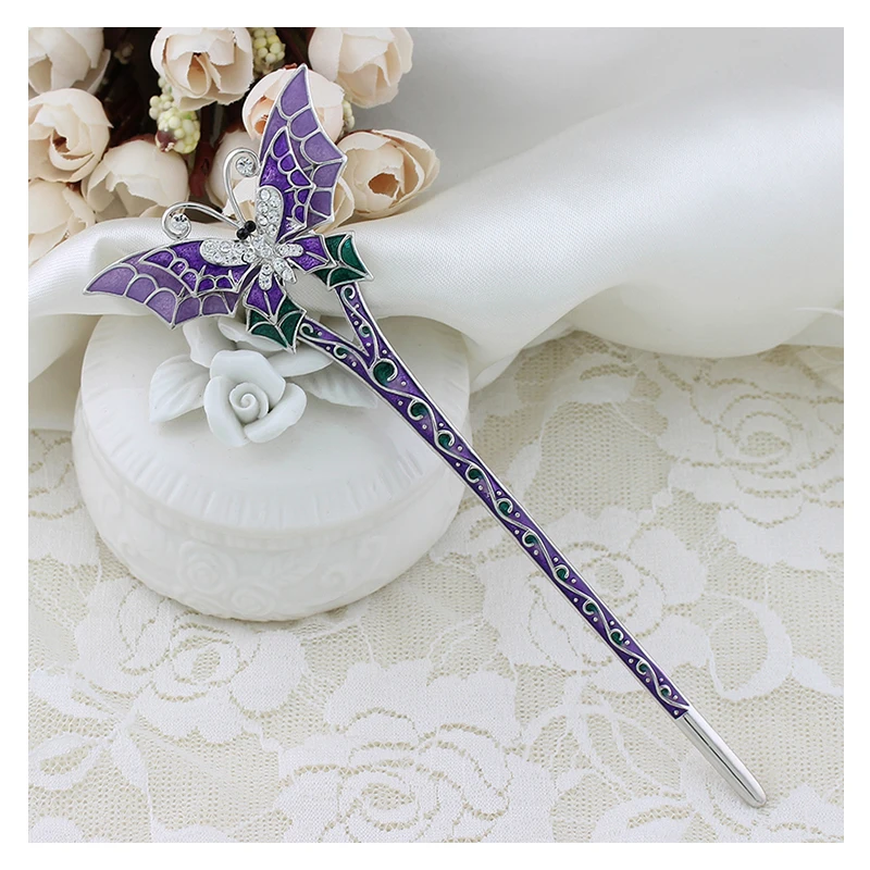 WXJCAN 5 Color unique double layer wing butterfly hair stick for jewelry Hairwear decorations on the head Charm gifts H1129 | Украшения и