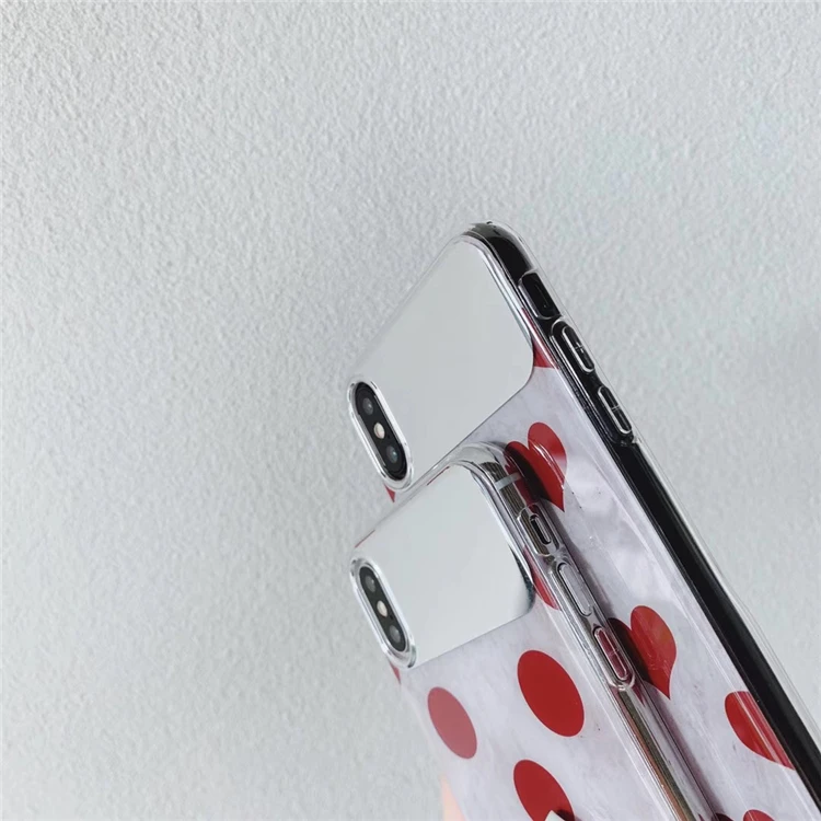 Gimfun Red Love Heart Mirror Phone Case for Iphone Xs Max Xr Dots Clear Tpu 6s 7 8plus X Soft Back Cover |