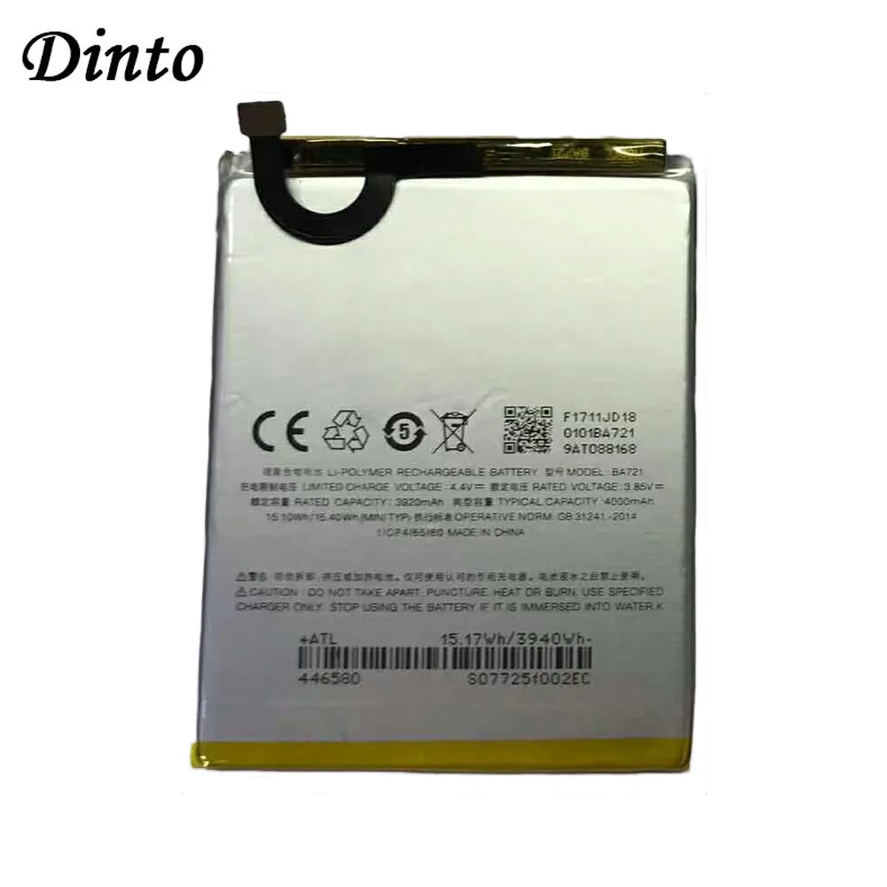 Высококачественный запасной аккумулятор DINTO 4000 мАч BA721 для Meizu meilan note 6 M721Q M6