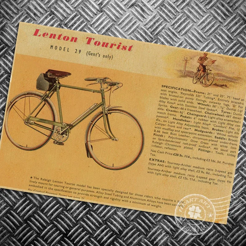 Винтаж на велосипеде плакат с велосипедом ретро Рисунок для бара кафе wall | Наклейки декоративные -32721567182