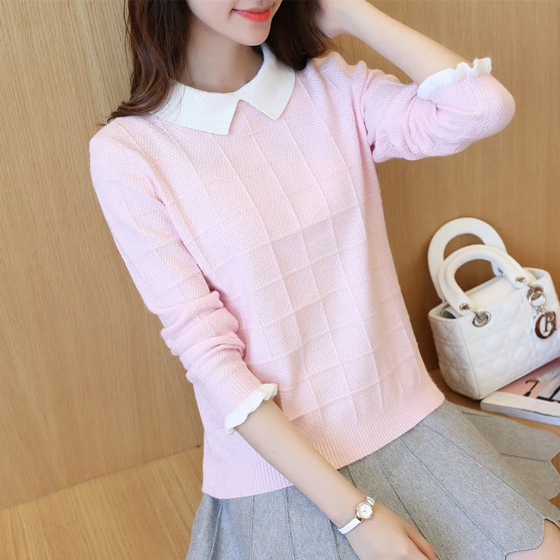 In the autumn of 40 hot new lace cuff female head shirt white small collar sweater F1222 | Женская одежда