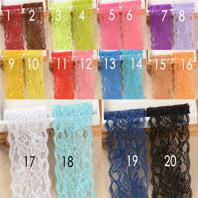 20Colors 4yards 8cm Elastic Lace for Fabric Wap Knitting DIY Garment Accessories EL0032 | Дом и сад