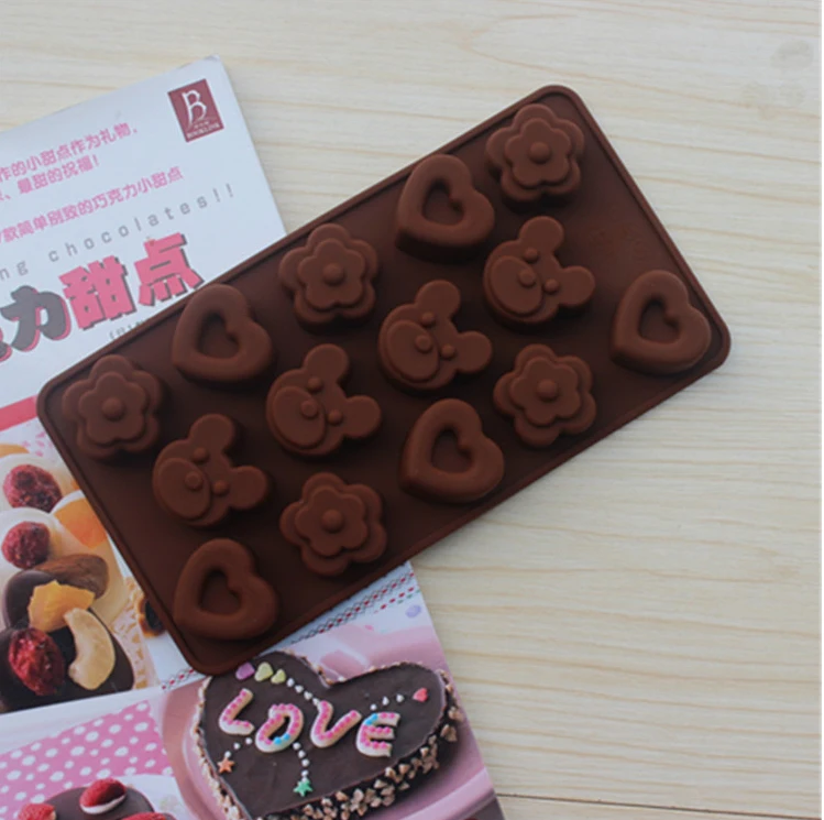Новинка! Высокотемпературная форма для льда шоколада цветов медведей и сердца |
