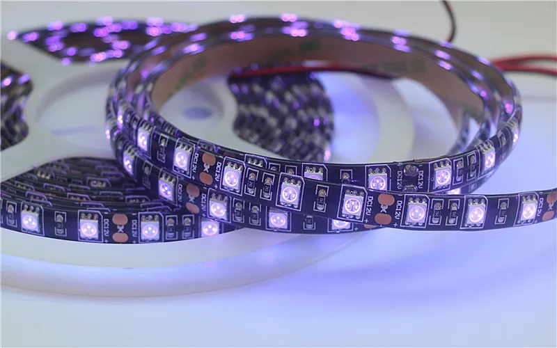 12V ультрафиолетовый черный светильник SMD 5050 60 светодиодный s/m УФ светодиодный ленточный светильник светодиодный ленточный фиолетовый гибкий светильник+ диммер+ 12V адаптер питания