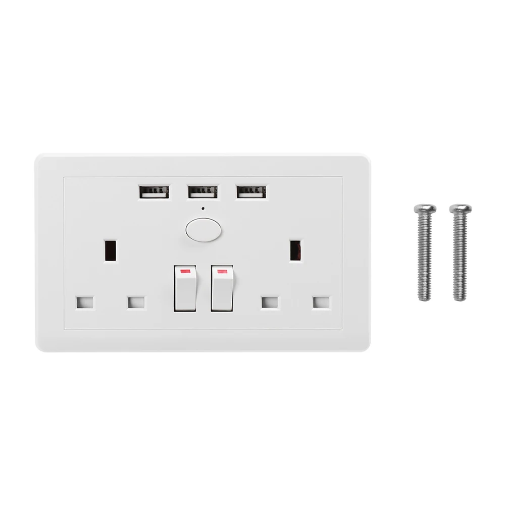 1 комплект 13A AC 110~ 250V 3 usb зарядный порт стандарт Великобритании переключаемый универсальный настенный Разъем для мобильного выхода 5V 3000mA розетка питания