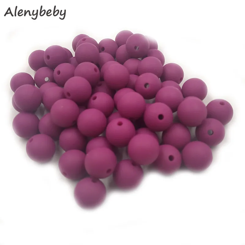 Magenta 100 шт., для пищевых продуктов круглые силиконовые бусы 15 мм детский аксессуар для прорезывания зубов игрушка DIY соска цепи уход детский прорезыватель BPA бесплатно - Цвет: Magenta