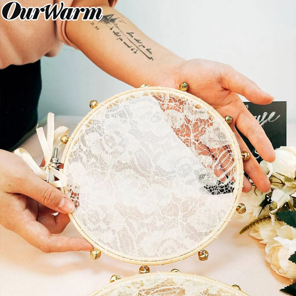 OurWarm Boho Свадебные украшения 3 шт. кружева ручной Тамбурин барабан круглый перкуссия хлопки Тамбурин Свадебный висячий Декор
