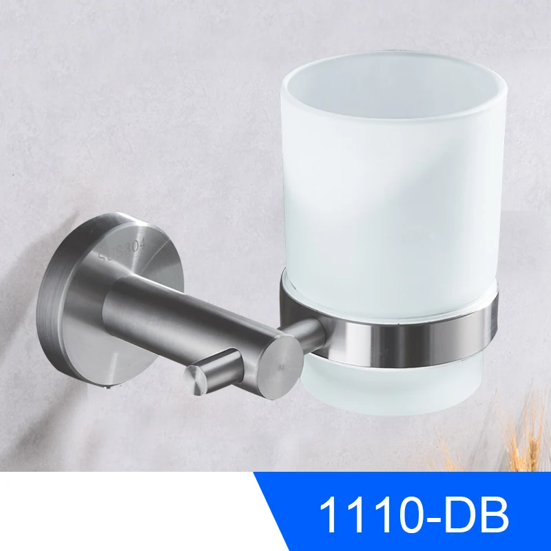 1110-DB Подстаканники из нержавеющей стали аксессуары для ванной комнаты и туалета держатель зубной щетки набор настенный стакан из двойного стекла Держатели - Цвет: 1110-DB