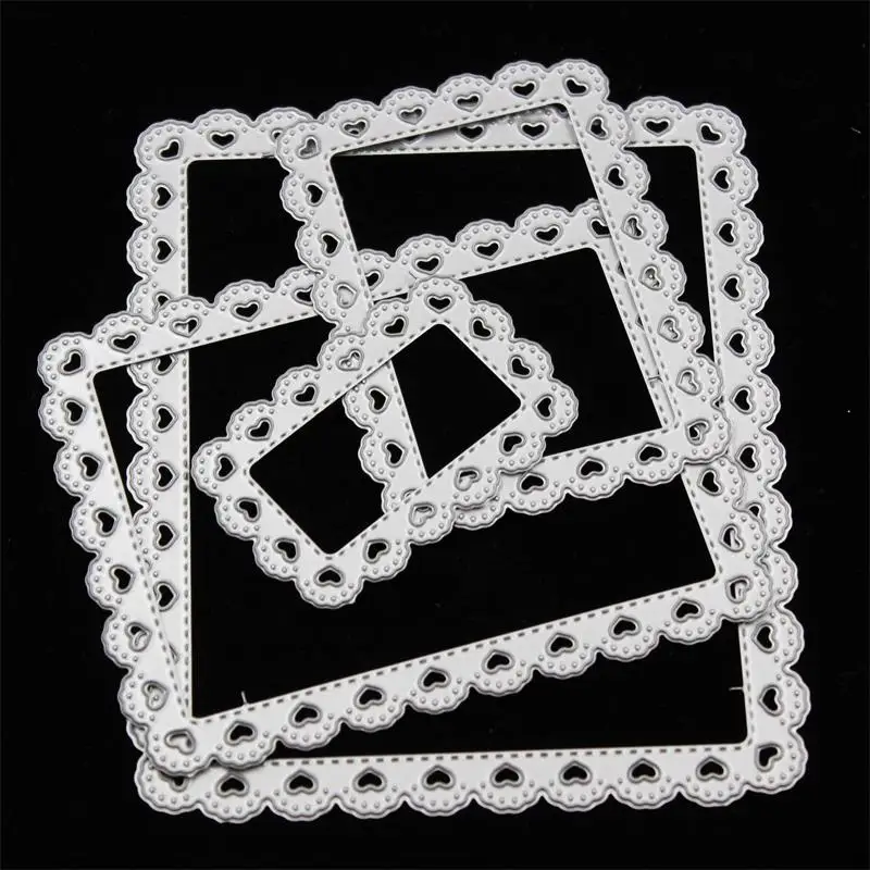 KSCRAFT сердце прямоугольная рамка металлические режущие трафареты для DIY
