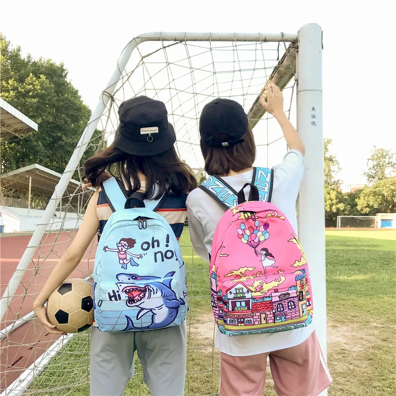 MENGHUO женские рюкзаки с мультяшным принтом холщовые школьные сумки для