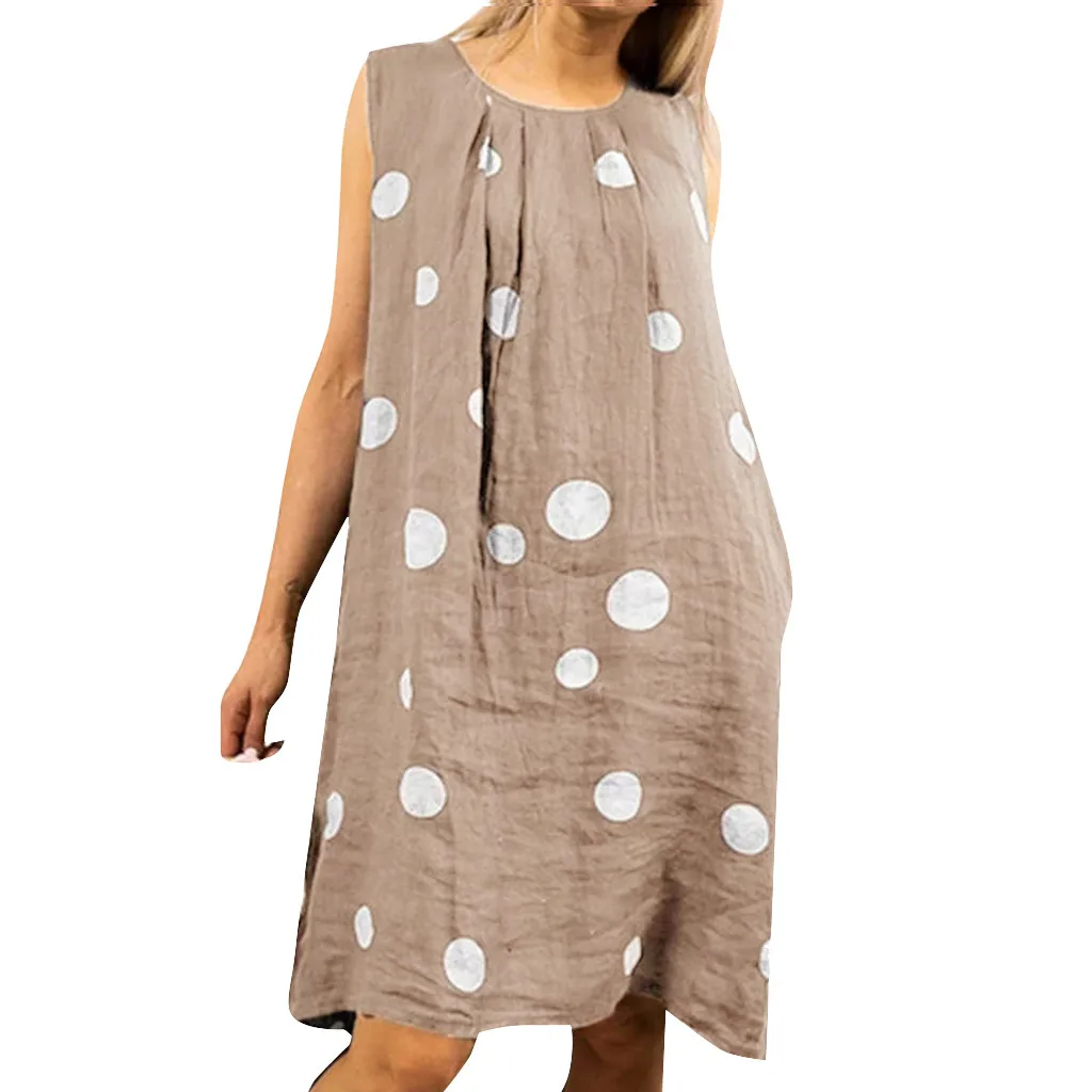 Женское Повседневное платье без рукавов в стиле бохо с принтом гофрированная