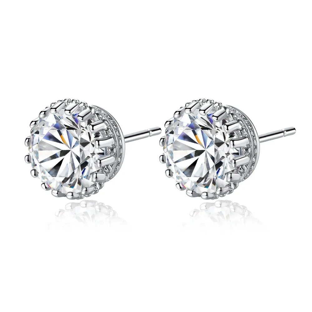 

Hot Selling Classic Fashing Clear 9 mm Top Quality Single Round Cubic Zirconia Post Earrings Factory Wholesael Jewelry