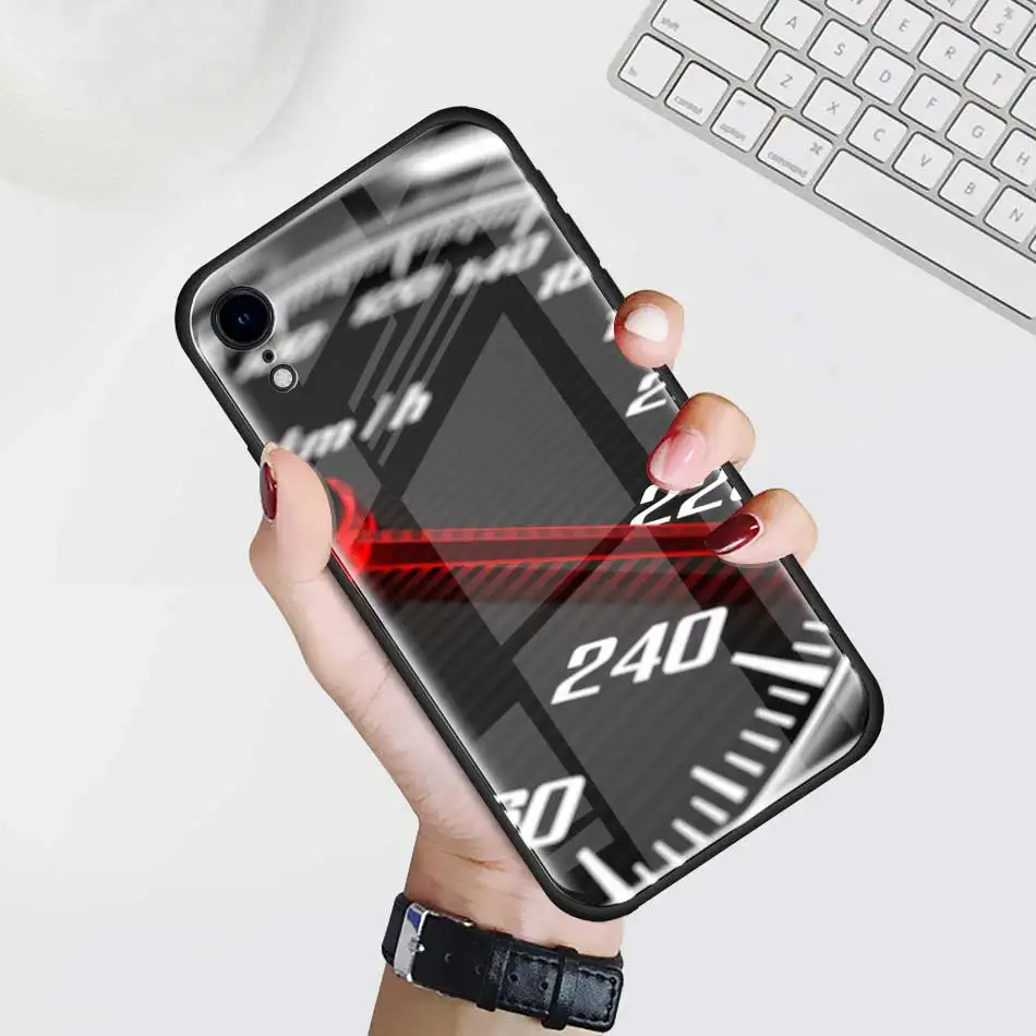 Чехол из закаленного стекла для приборной панели колеса автомобиля для Apple iPhone XR 7 8 6 6S Plus X XS MAX, чехол для мобильного телефона с мягким краем