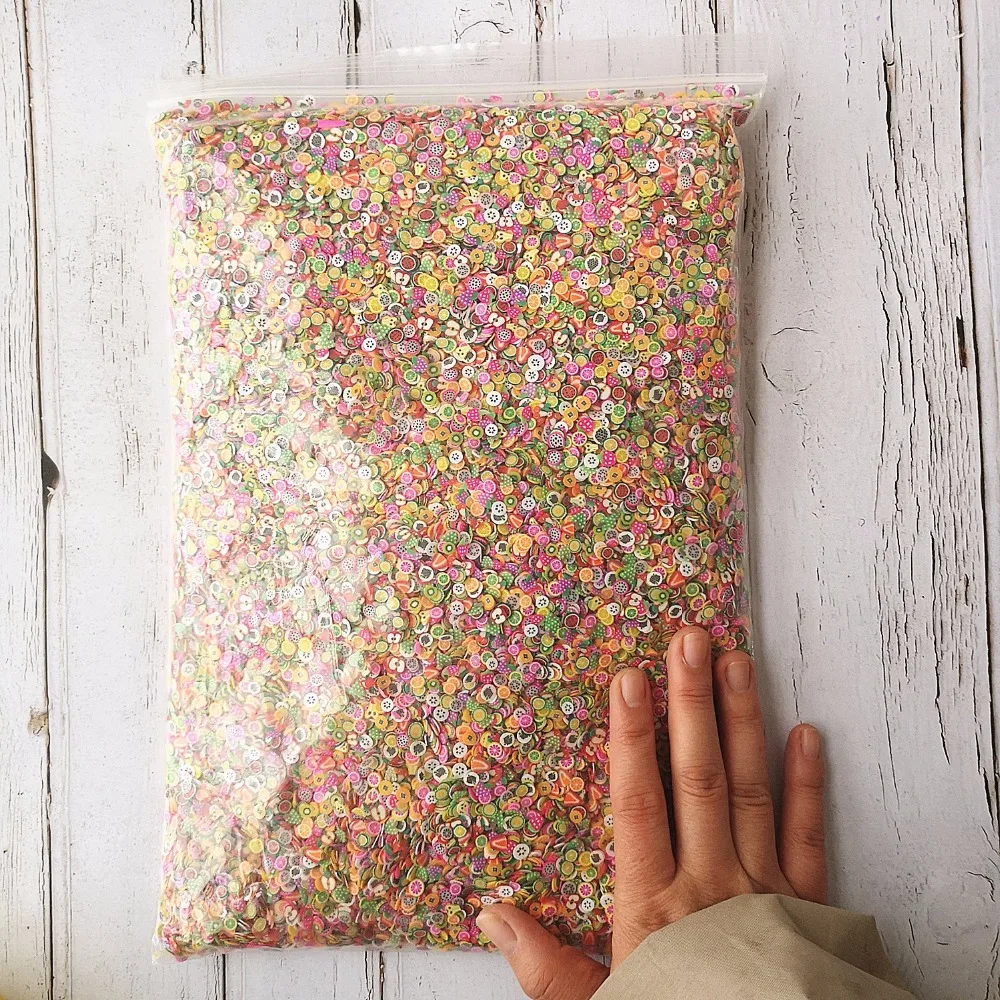 1 кг 100000 шт слайм DIY аксессуары игрушки Мини клубника фруктовые ломтики пушистые прозрачные поставки слаймов Подарочная игрушка