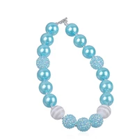 new light bue pearl chunky necklaces baby girl kids bubblegum necklace accessories 1pcs