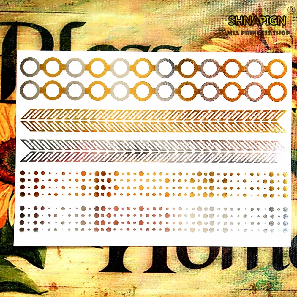 SHNAPIGN 24 стиля временная татуировка боди арт Золотая круглая цепочка дизайн