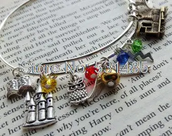 12 шт./лот HP Расширяемый Браслет Шарм-браслет книга замок сова Снитч молния