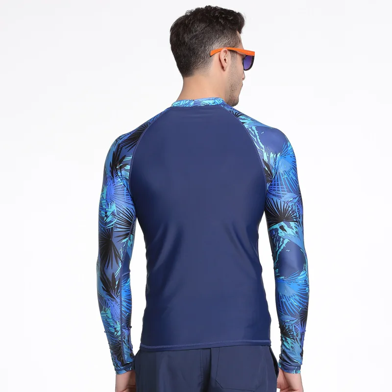 Для мужчин с длинным рукавом Rash Guard Пляжная футболка плюс Размеры Дайвинг