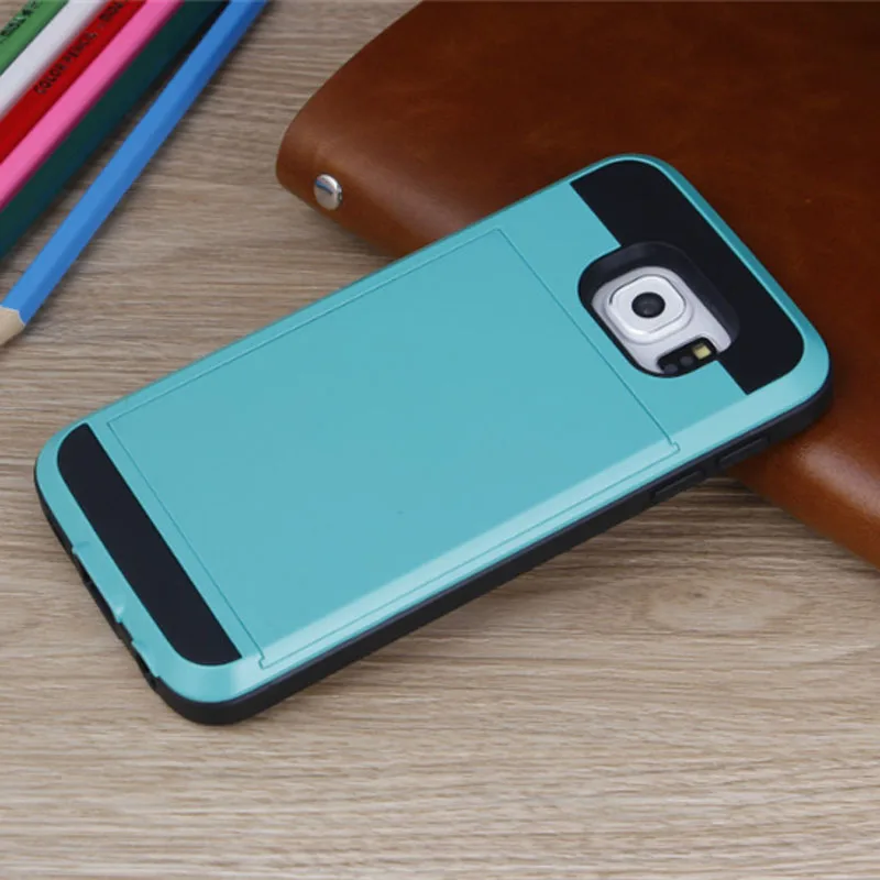 1000 шт. ПК ТПУ Гибридный Case Тонкий Задняя Крышка с Горкой Держателя Карты Phone для