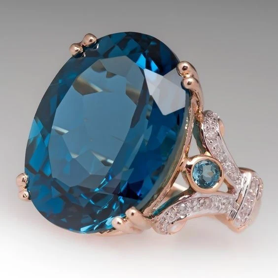 Rose Gold Blue 1 Двойное яркое простое многоцветное овальное циркониевое желтое розовое золото обручальное кольцо для женщин модное ювелирное изделие KCR194 - Цвет основного камня: Rose Gold Blue 1
