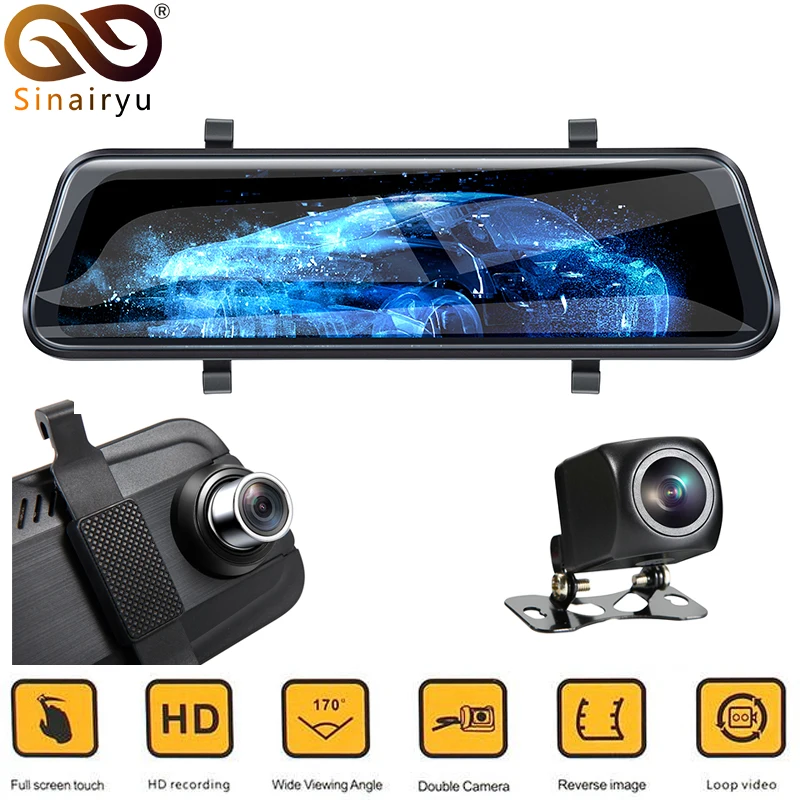 Автомобильный видеорегистратор 1080P 9 68 дюйма Full Touch IPS потоковая передача медиа