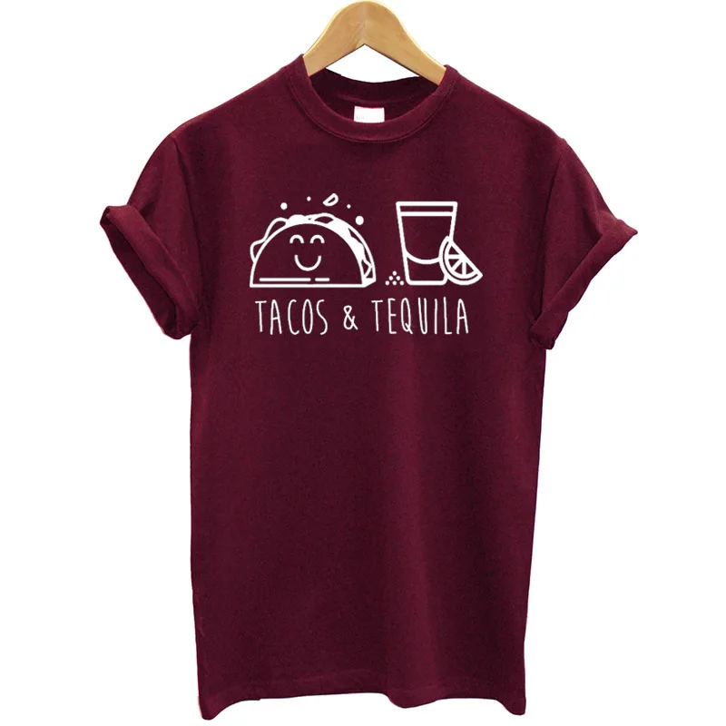 Женская футболка с коротким рукавом Besikom Tacos Tequila хлопковая свободная летняя