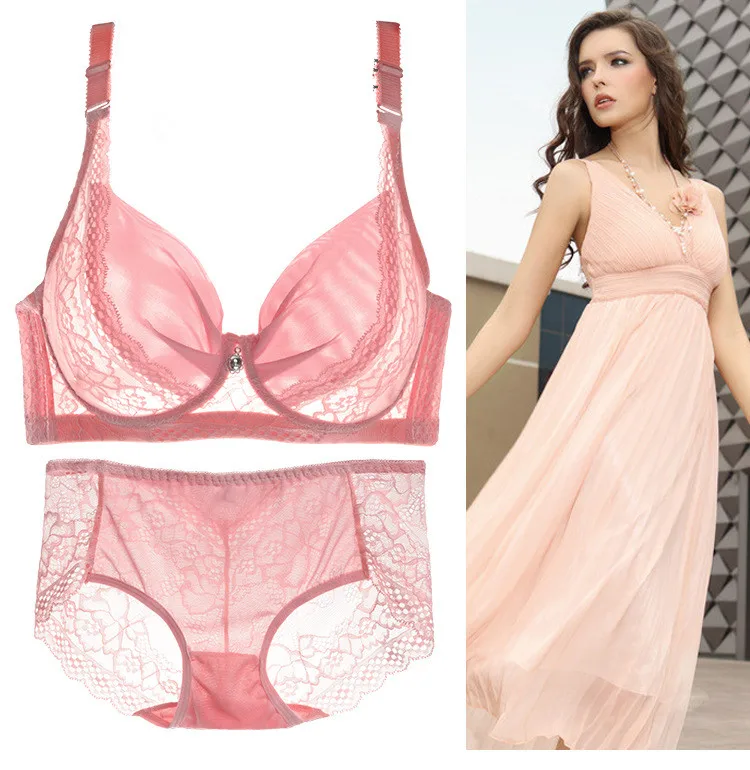 Ультратонкий кружевной бюстгальтер Летний стиль и трусы сексуальный женский