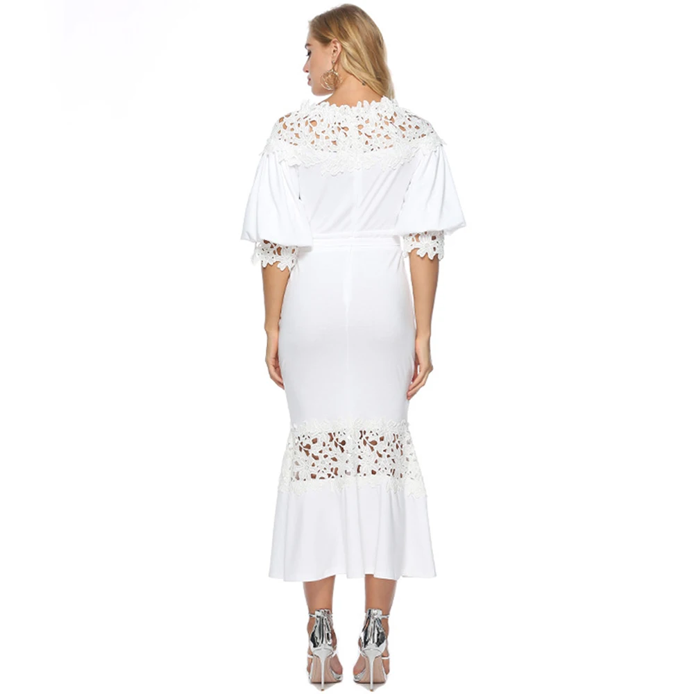 Женское кружевное платье повседневное облегающее белое для вечеринок 2019|Женские