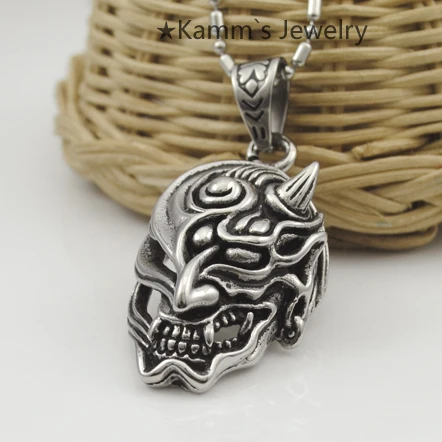 Кулон в стиле панк-рок KP972 колье из нержавеющей стали хип-хоп с полумордой рогатым