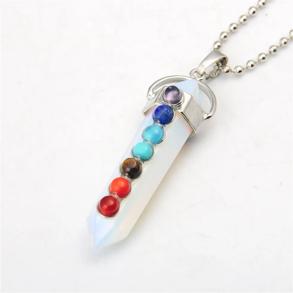 Шестигранная каменная подвеска в виде точечной чакры 7 дюймов для ожерелья