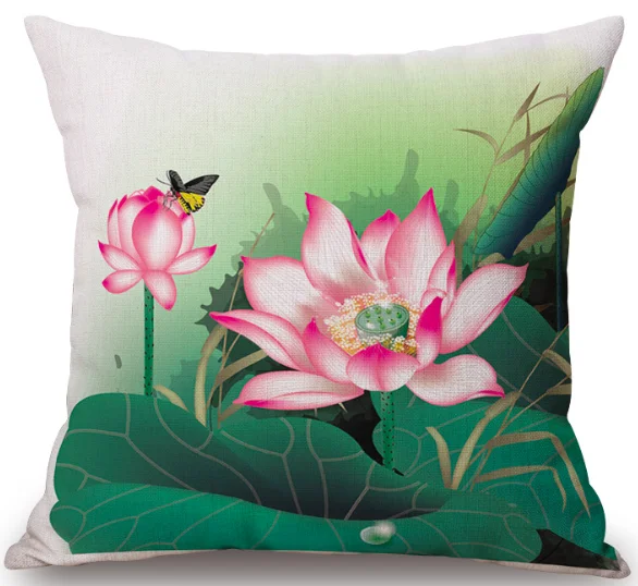 Винтажная Наволочка на шею лотоса льняная кровать диван подушка сиденье для дома