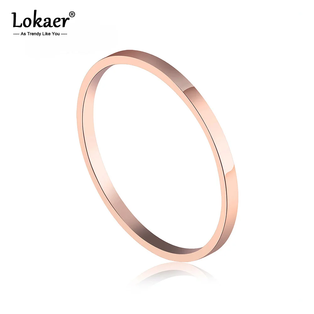 Lokaer простые дизайнерские кольца для Для женщин девочек минималистский Роуз Золотой цвет смешанный Размеры 1,5 мм Ширина кольцо подарок ювелирных изделий OGJ515