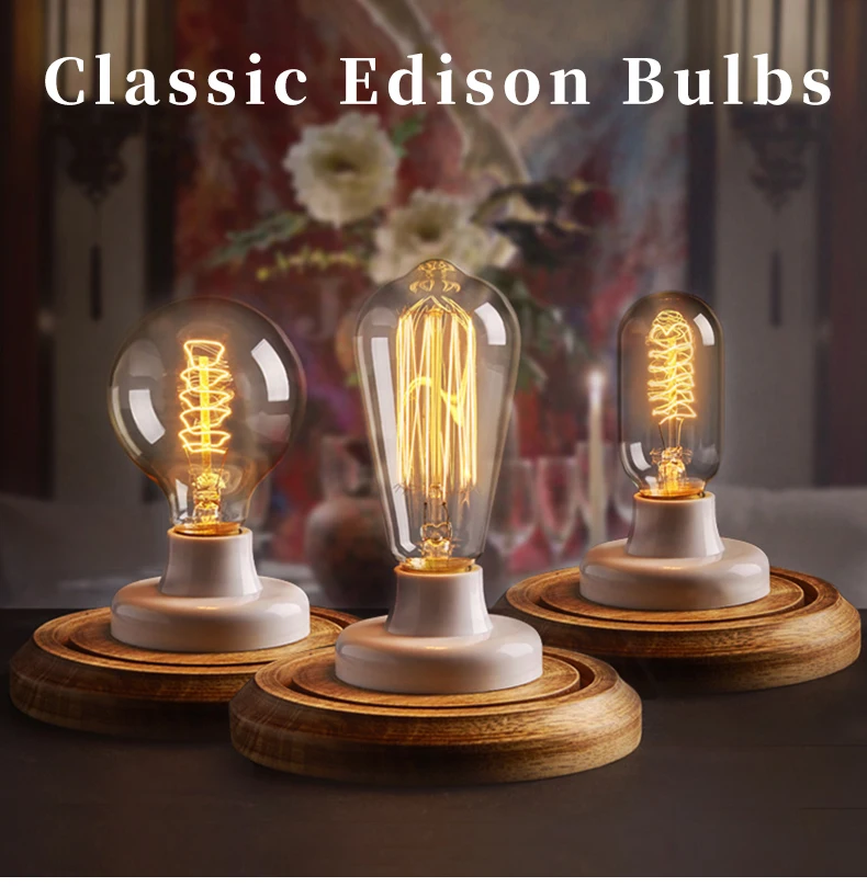 EL ретро Edison LED светильник лампочка E27 E14 40W 220V ST64 C35 G80 G95 T45 T30 T185 T10 A19 ST64 ампулы лампы Винтаж ламп Эдисона