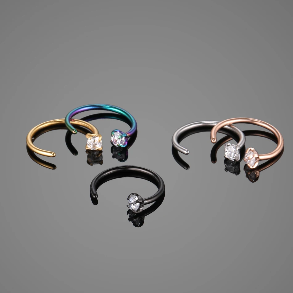 1 шт. стальной зубчатый пирсинг кольцо с цирконием искусственная перегородка