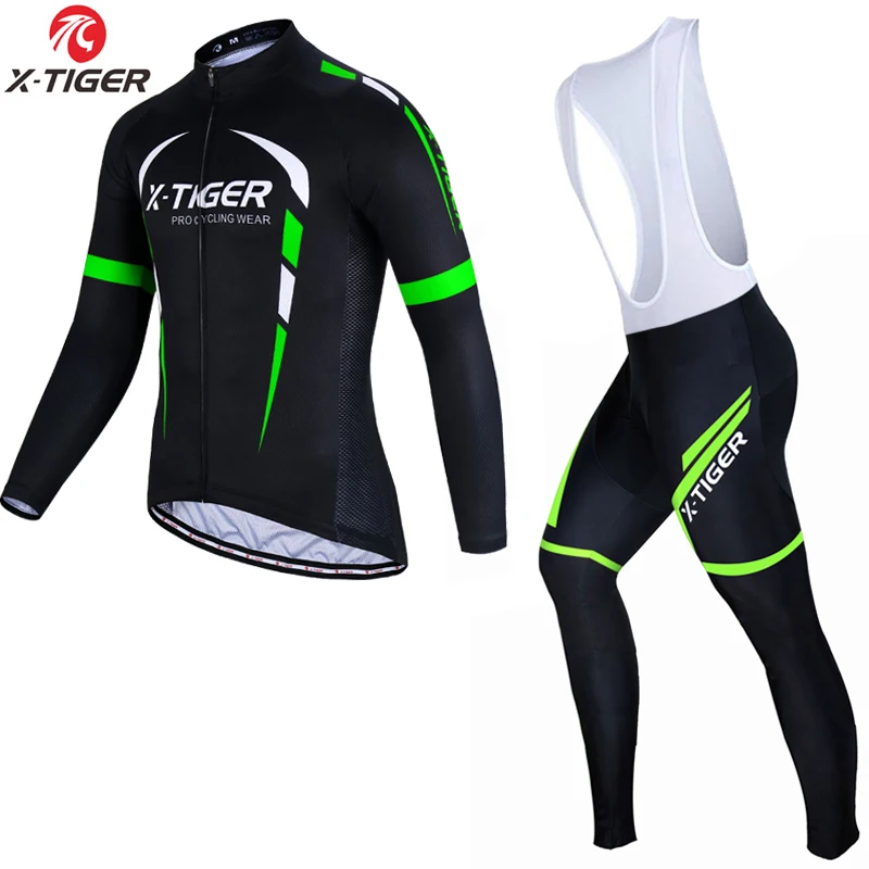 Autumn Bib Set X-Tiger, с длинным рукавом, велосипедные майки, набор, весна, MTB, одежда для велоспорта, Ropa, Майо, одежда для велоспорта, одежда для велоспорта, комплект для велоспорта - Цвет: Autumn Bib Set