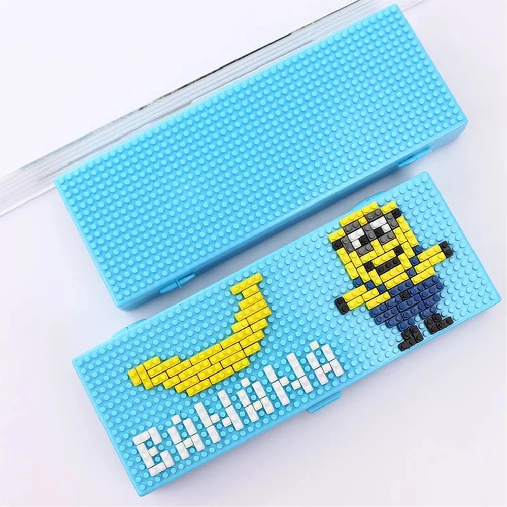 DIY чехол для карандашей, креативный строительный блок в сборке, мультяшная сумка для карандашей, канцелярская коробка для мальчиков и девочек