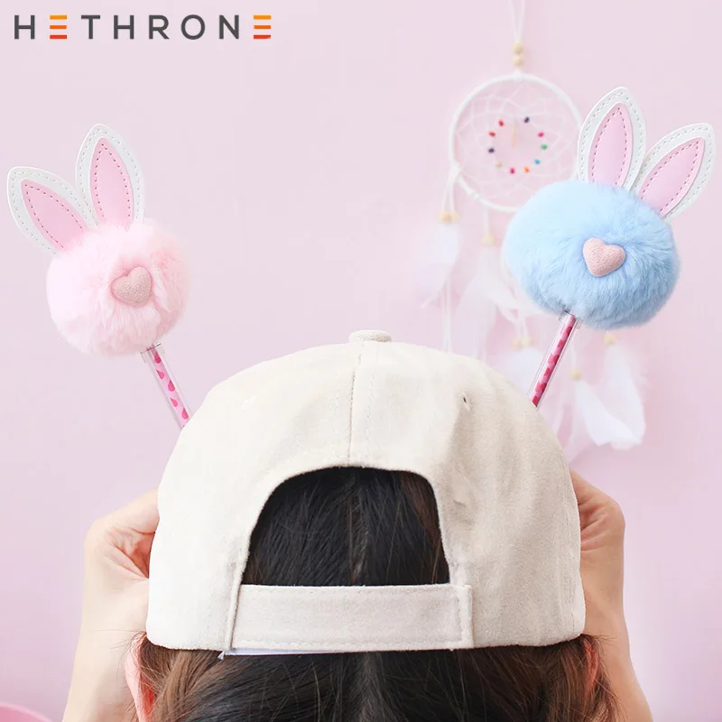 Милые розовые офисные гелевые ручки Hethrone с плюшевым Кроликом школьные
