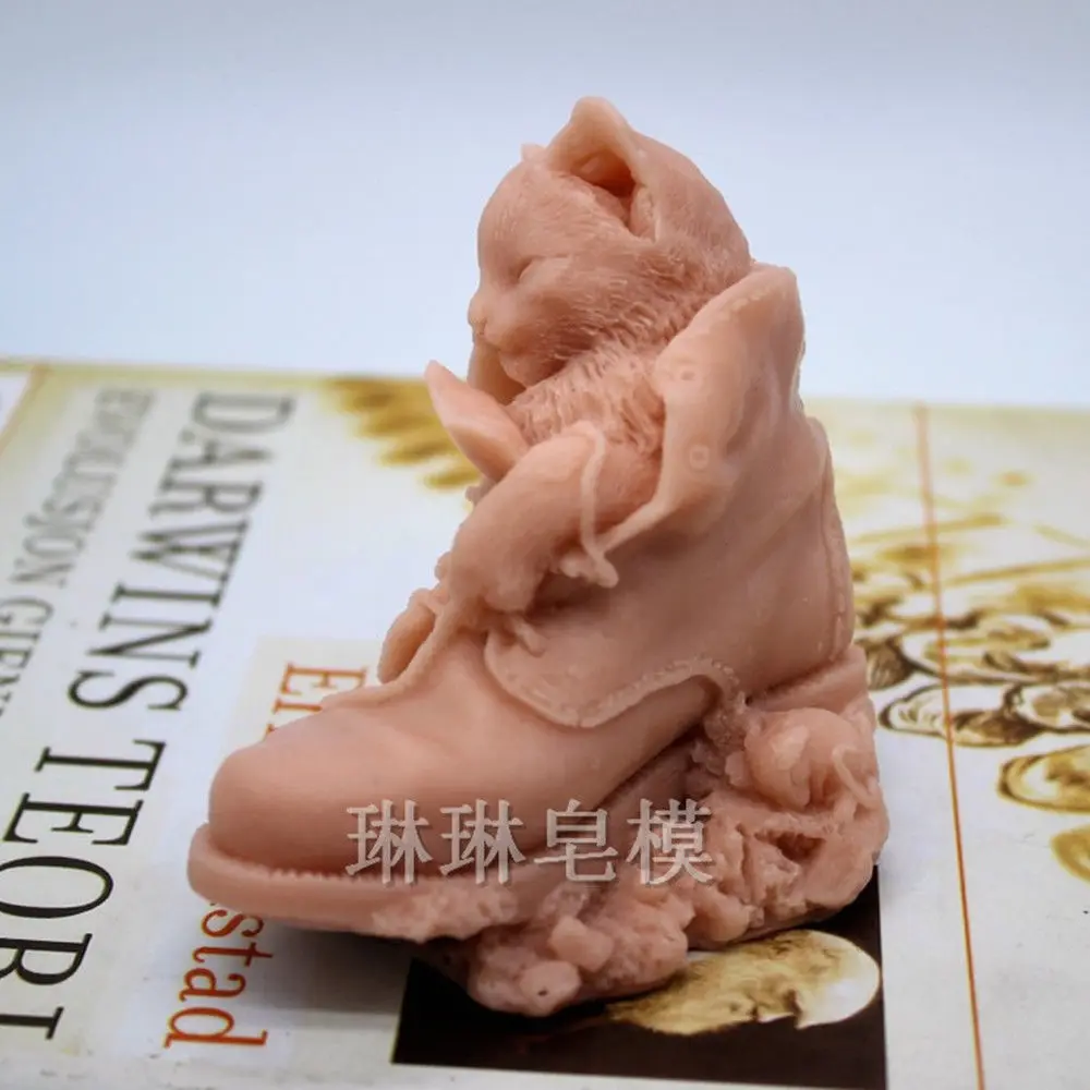 Зернистость 3D Спящая кошка ручная форма для мыла силиконовая свеча восковая