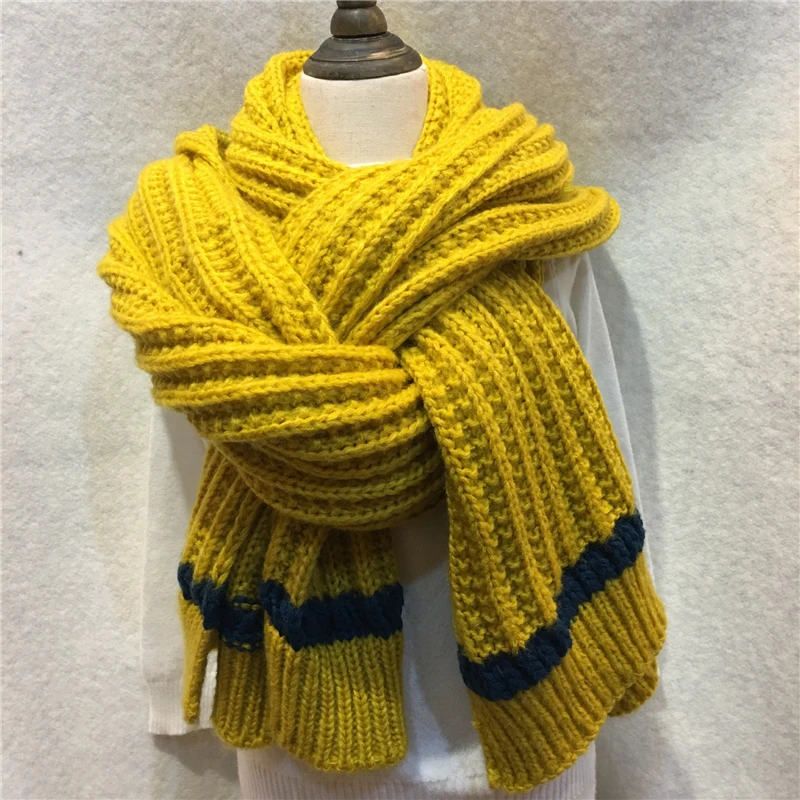 200x40cm Winter Handmade Scarf Cashmere Knitted Long And Wraps Women Super Chunky Unsex Solid Crochet Scarfs Shawl YG468 |