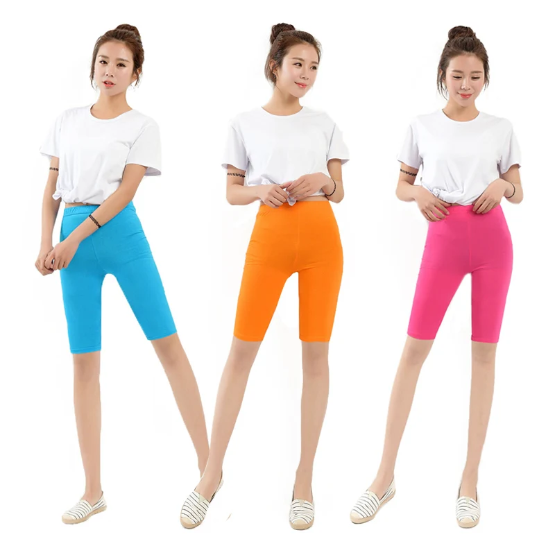 Брюки женские эластичные до колен однотонные повседневные штаны для бега и