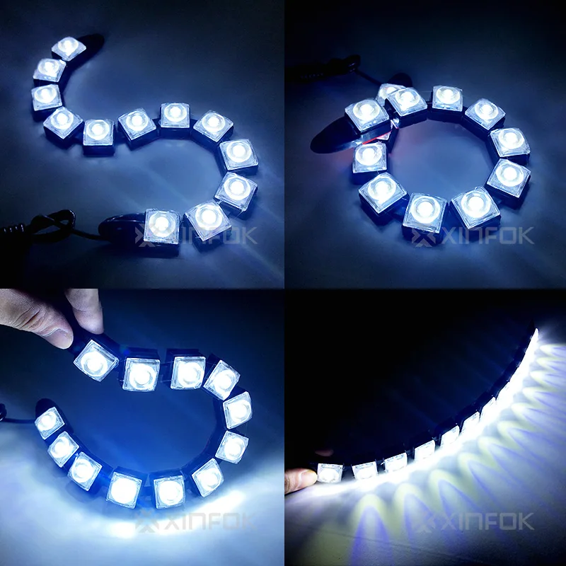 2PCS Car Daytime Running Lights Flexible LED DRL Strip DC 12V White 6000K 3M Back Glue Universal | Автомобили и мотоциклы
